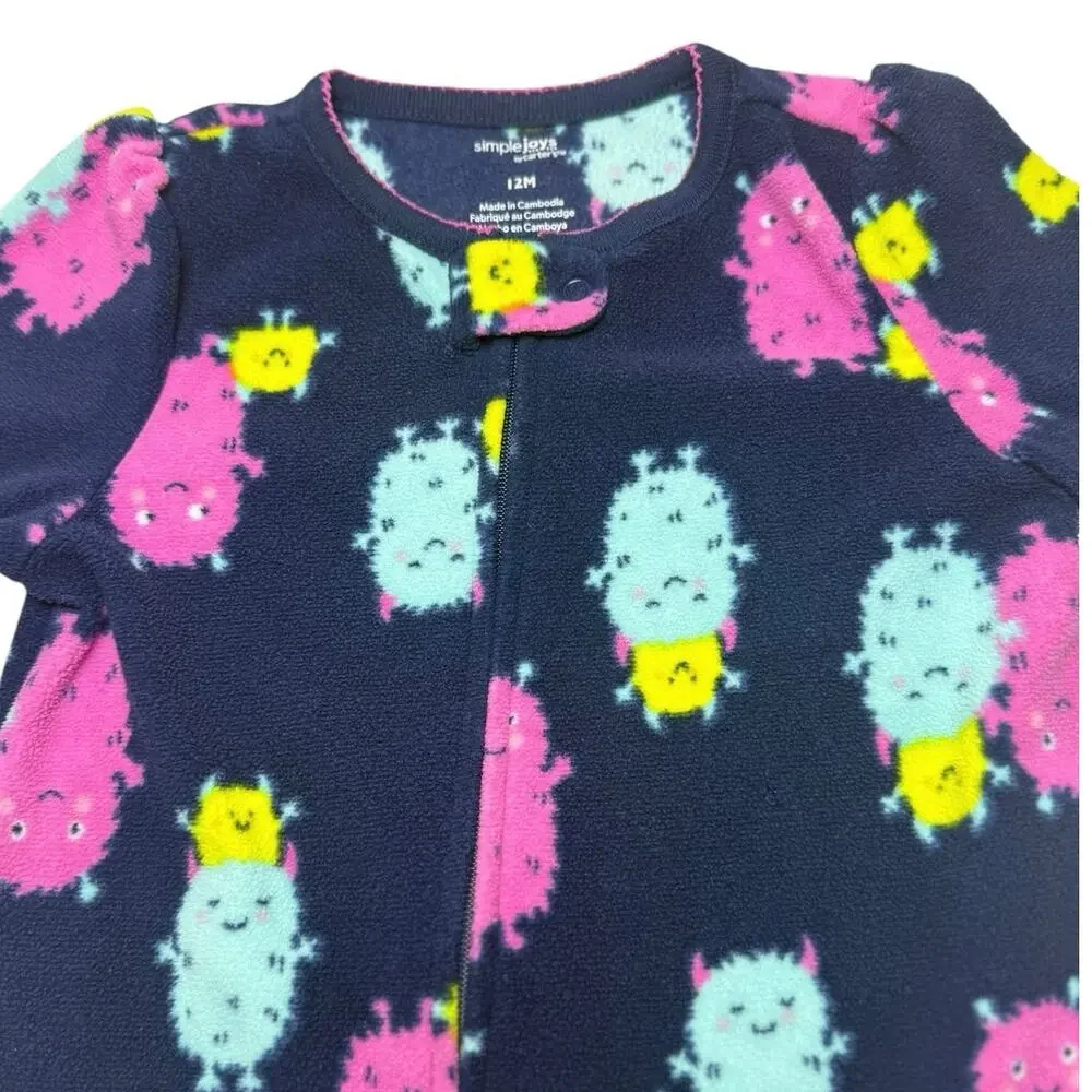 Carters Sleeper Pajamas Bundle Footie Fleece Elephant Blue Girl 12 Month